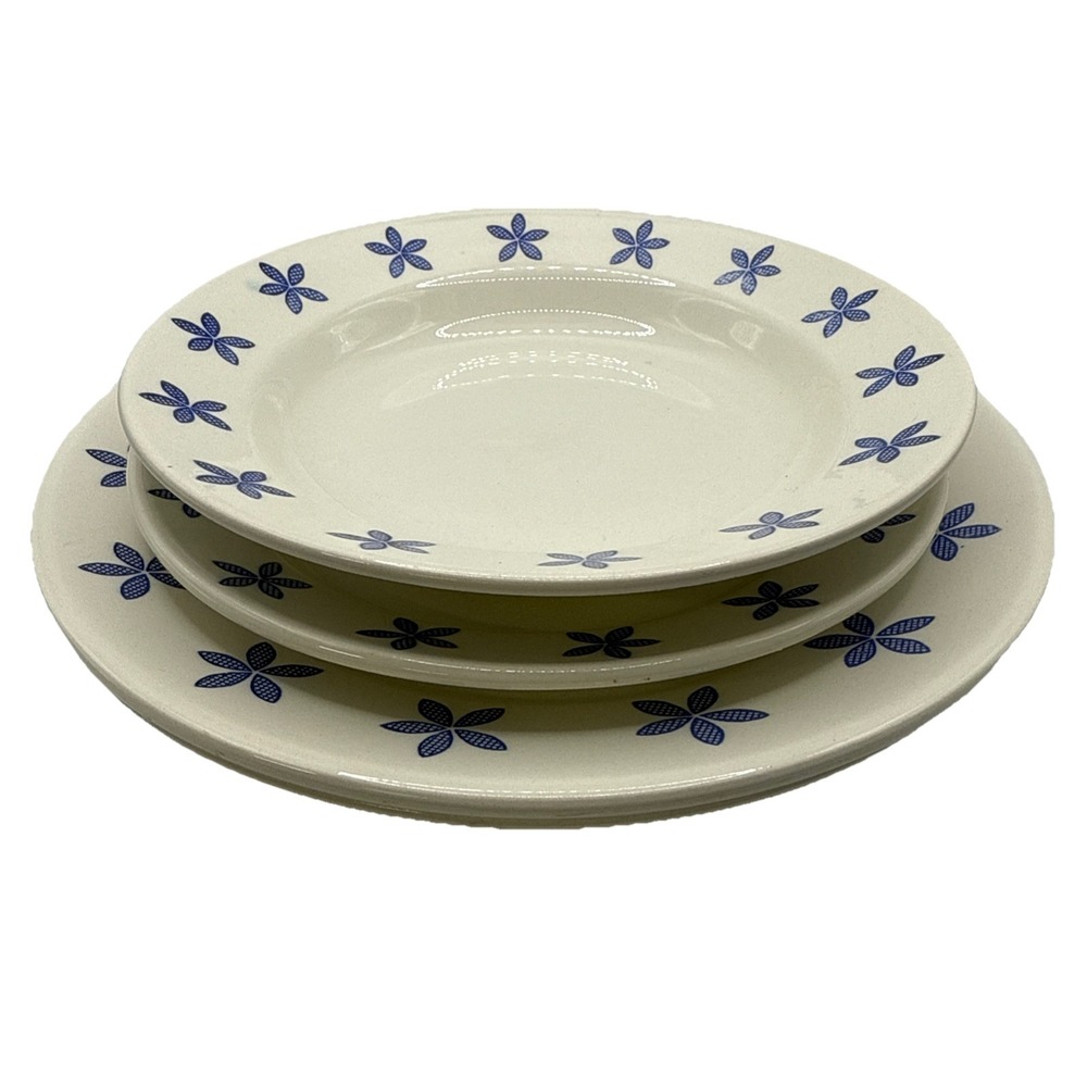 Vintage IKEA Blue Flowers Plates 17277 7 7/ 9.5("2) 7.5"(1) Bowl(1)
